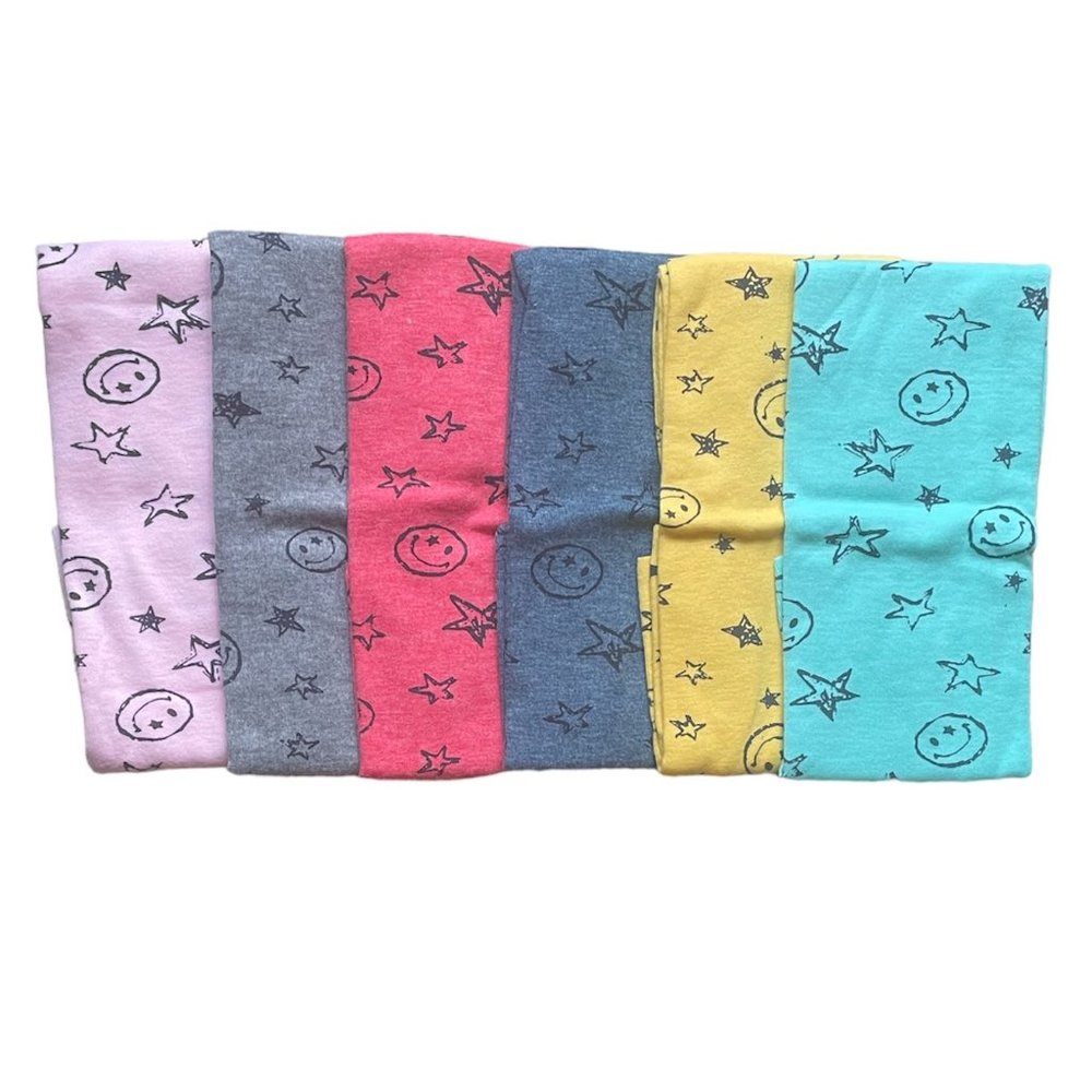 neck sleeve face mask- stars and smiley faces